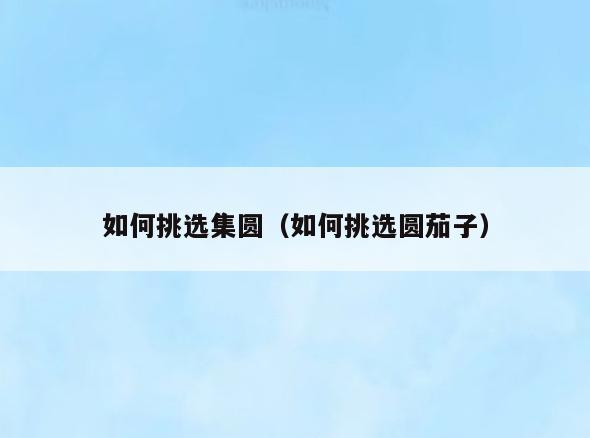 如何挑选集圆(如何挑选圆茄子)