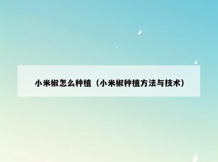 小米椒怎么种植(小米椒种植方法与技术)