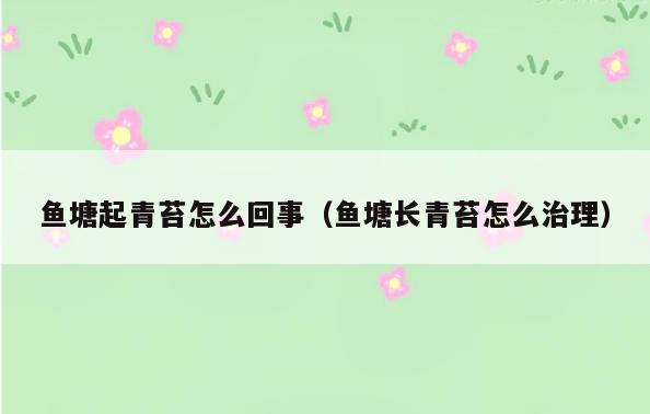 鱼塘起青苔怎么回事(鱼塘长青苔怎么治理)