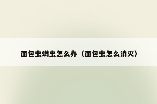 面包虫螨虫怎么办(面包虫怎么消灭)