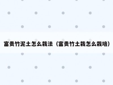 富贵竹泥土怎么栽法（富贵竹土栽怎么栽培）
