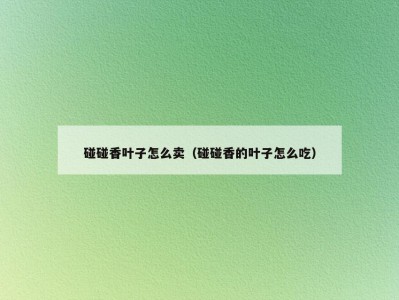 碰碰香叶子怎么卖（碰碰香的叶子怎么吃）