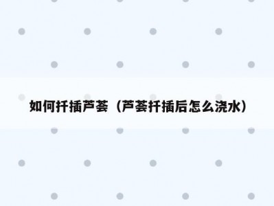 如何扦插芦荟（芦荟扦插后怎么浇水）