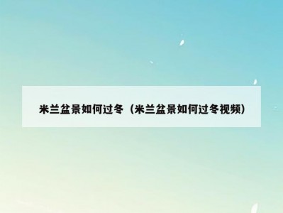 米兰盆景如何过冬（米兰盆景如何过冬视频）