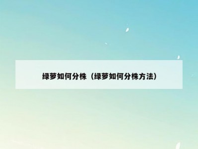 绿萝如何分株（绿萝如何分株方法）