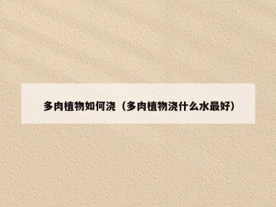 多肉植物如何浇（多肉植物浇什么水最好）