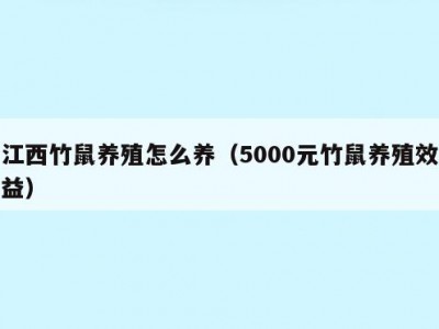 江西竹鼠养殖怎么养（5000元竹鼠养殖效益）