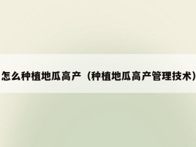 怎么种植地瓜高产（种植地瓜高产管理技术）