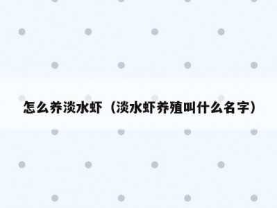 怎么养淡水虾（淡水虾养殖叫什么名字）