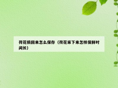 荷花摘回来怎么保存（荷花采下来怎样保鲜时间长）