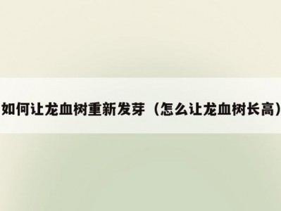 如何让龙血树重新发芽（怎么让龙血树长高）