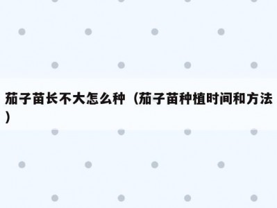 茄子苗长不大怎么种（茄子苗种植时间和方法）