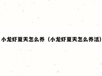小龙虾夏天怎么养（小龙虾夏天怎么养活）