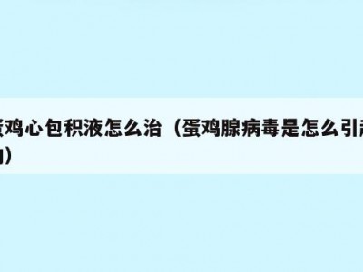 蛋鸡心包积液怎么治（蛋鸡腺病毒是怎么引起的）