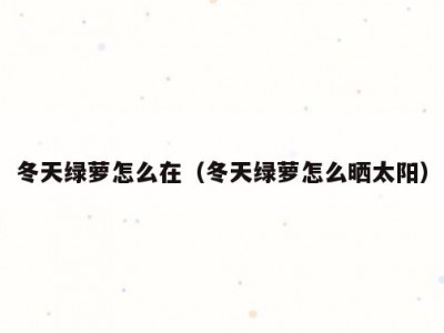 冬天绿萝怎么在（冬天绿萝怎么晒太阳）