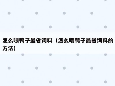 怎么喂鸭子最省饲料（怎么喂鸭子最省饲料的方法）