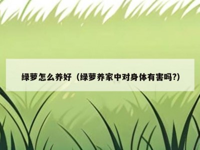 绿萝怎么养好（绿萝养家中对身体有害吗?）