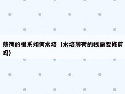 薄荷的根系如何水培（水培薄荷的根需要修剪吗）