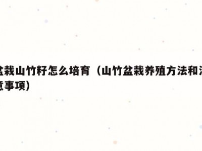 盆栽山竹籽怎么培育（山竹盆栽养殖方法和注意事项）