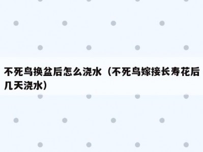 不死鸟换盆后怎么浇水（不死鸟嫁接长寿花后几天浇水）