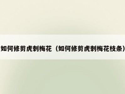 如何修剪虎刺梅花（如何修剪虎刺梅花枝条）