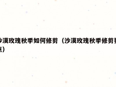 沙漠玫瑰秋季如何修剪（沙漠玫瑰秋季修剪要点）