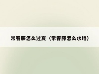 常春藤怎么过夏（常春藤怎么水培）
