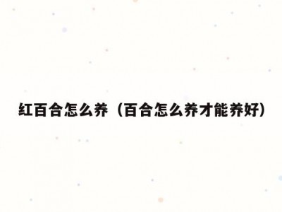 红百合怎么养（百合怎么养才能养好）