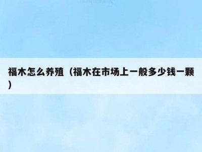 福木怎么养殖（福木在市场上一般多少钱一颗）