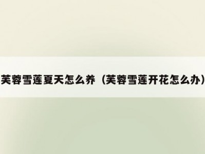 芙蓉雪莲夏天怎么养（芙蓉雪莲开花怎么办）