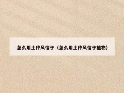 怎么用土种风信子（怎么用土种风信子植物）