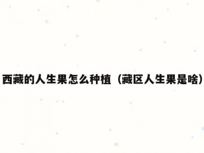 西藏的人生果怎么种植（藏区人生果是啥）