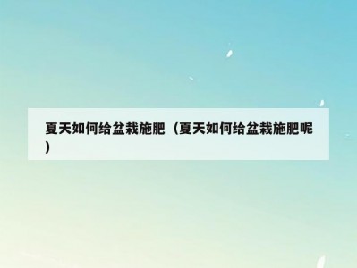 夏天如何给盆栽施肥（夏天如何给盆栽施肥呢）