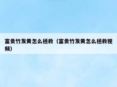 富贵竹发黄怎么拯救（富贵竹发黄怎么拯救视频）