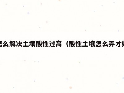 怎么解决土壤酸性过高（酸性土壤怎么弄才好）