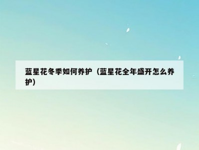 蓝星花冬季如何养护（蓝星花全年盛开怎么养护）