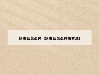 短脚菇怎么种（短脚菇怎么种植方法）