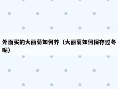 外面买的大丽菊如何养（大丽菊如何保存过冬呢）