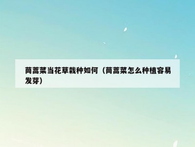 茼蒿菜当花草栽种如何（茼蒿菜怎么种植容易发芽）