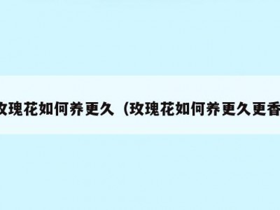 玫瑰花如何养更久（玫瑰花如何养更久更香）