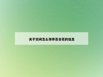 关于空间怎么领养百合花的信息
