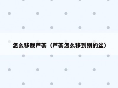 怎么移裁芦荟（芦荟怎么移到别的盆）