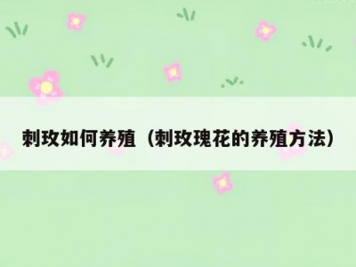 刺玫如何养殖（刺玫瑰花的养殖方法）