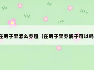 在房子里怎么养殖（在房子里养鸽子可以吗）