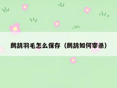 鹧鸪羽毛怎么保存（鹧鸪如何宰杀）