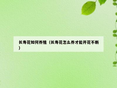 长寿花如何养殖（长寿花怎么养才能开花不断）