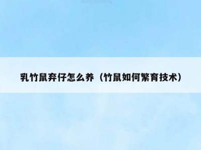 乳竹鼠弃仔怎么养（竹鼠如何繁育技术）