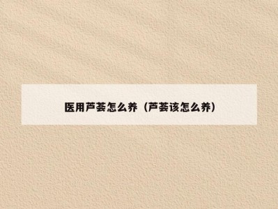 医用芦荟怎么养（芦荟该怎么养）