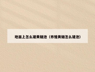 地面上怎么建黄鳝池（养殖黄鳝怎么建池）