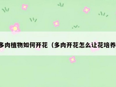 多肉植物如何开花（多肉开花怎么让花培养）
